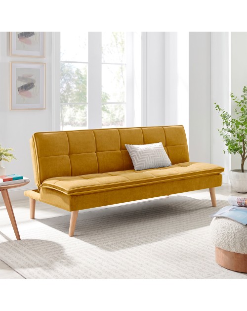 Divano letto Lunaria 3 posti colore senape design moderno 182x88x80HE