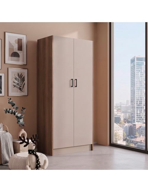 Armadio due ante 91x52x210h colore noce e cashmere ARM290