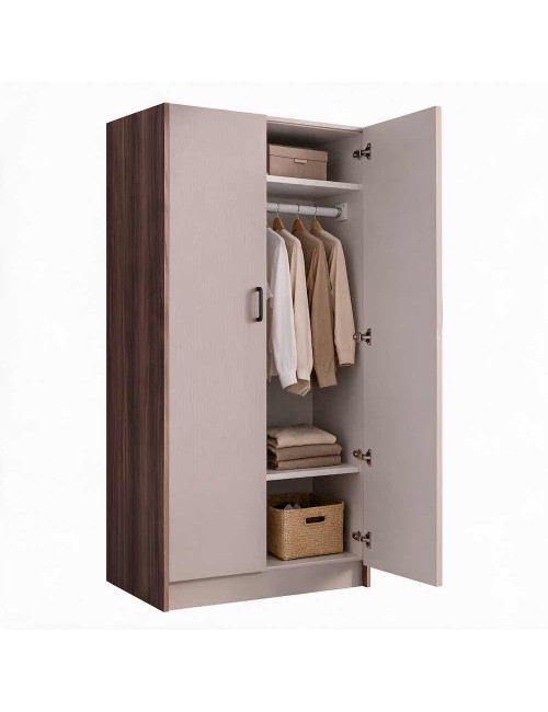 Armadio due ante 91x52x210h colore noce e cashmere ARM290