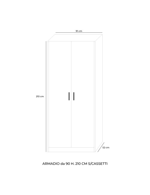 Armadio due ante 91x52x210h colore noce e cashmere ARM290