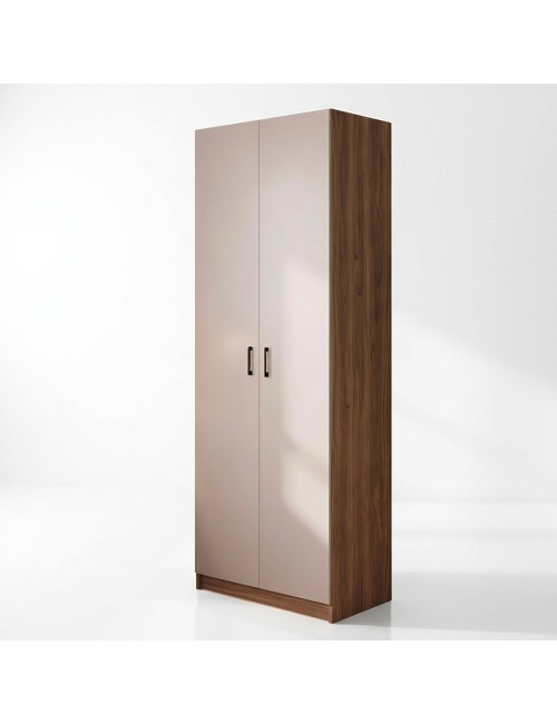 Armadio 2 Ante 90 cm H 247 cm Noce Naturale e Cashmere Made in Italy