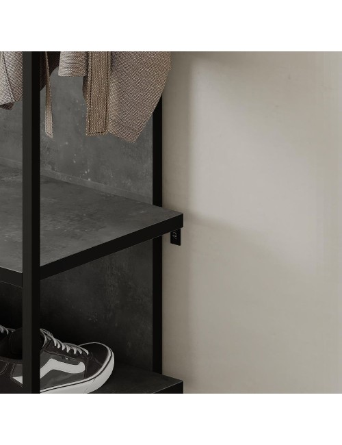 Mobile ingresso grigio cemento Archy con appendiabiti e scarpiera 53x31.7x180H – Stile industriale e organizzazione