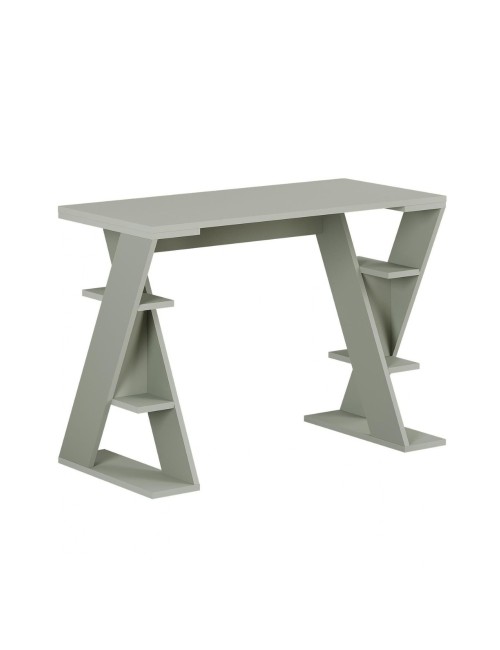 Scrivania Papillon verde con gambe a X e ripiani integrati 106x50x75
