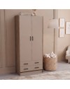 Armadio due ante e cassetti 91x52x210h colore noce e cashmere ARM290C