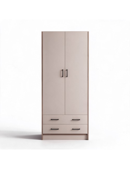 Armadio due ante e cassetti 91x52x210h colore noce e cashmere ARM290C