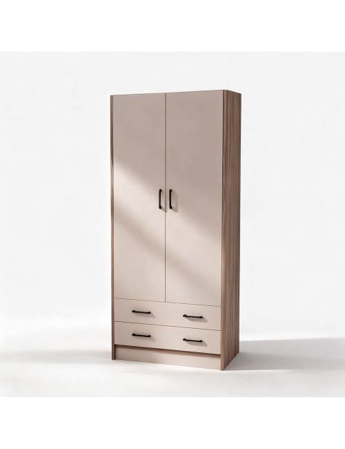 Armadio due ante e cassetti 91x52x210h colore noce e cashmere ARM290C