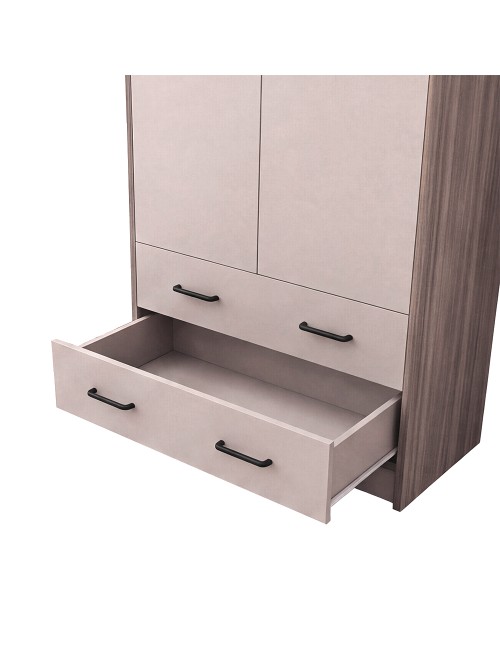 Armadio due ante e cassetti 91x52x210h colore noce e cashmere ARM290C