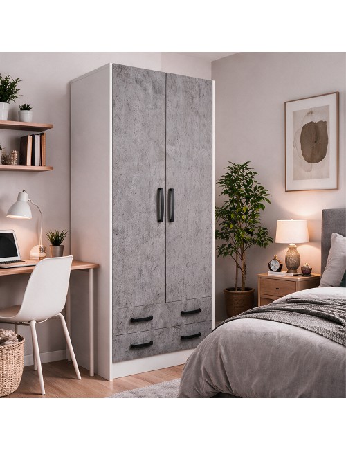 Armadio Due Ante e Cassetti 91x52x210h Colore Cemento Prezzo