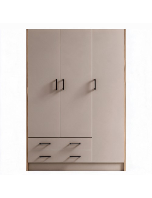 Armadio tre ante e due cassetti 135x52x210h colore noce e cashmere ARM3135
