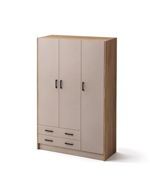 Armadio tre ante e due cassetti 135x52x210h colore noce e cashmere ARM3135