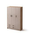 Armadio tre ante e due cassetti 135x52x210h colore noce e cashmere ARM3135