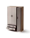 Armadio tre ante e due cassetti 135x52x210h colore noce e cashmere ARM3135