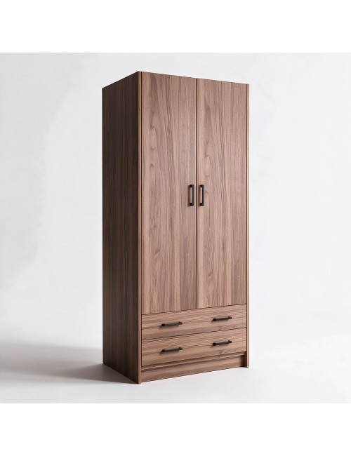 Armadio due ante e cassetti 91x52x210h colore noce naturale ARM290C
