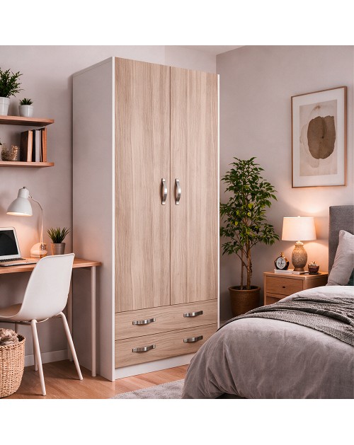 Armadio due ante e cassetti 91x52x210h colore olmo ARM290C