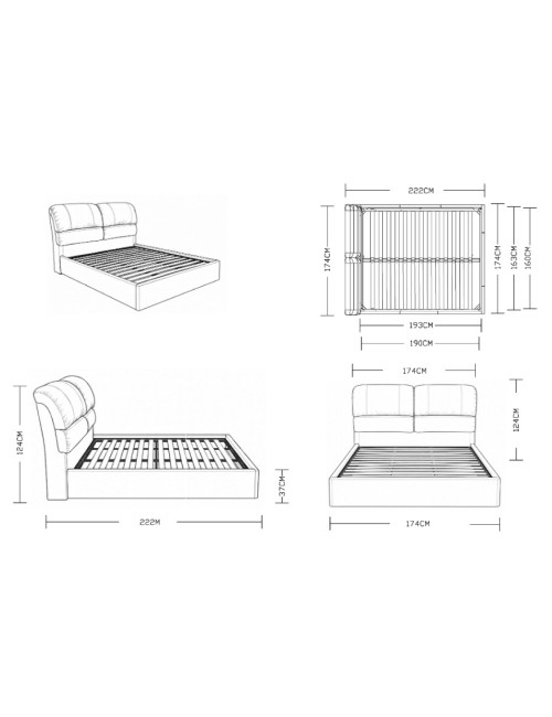 Letto matrimoniale contenitore Sofaback in tessuto tortora 160x190