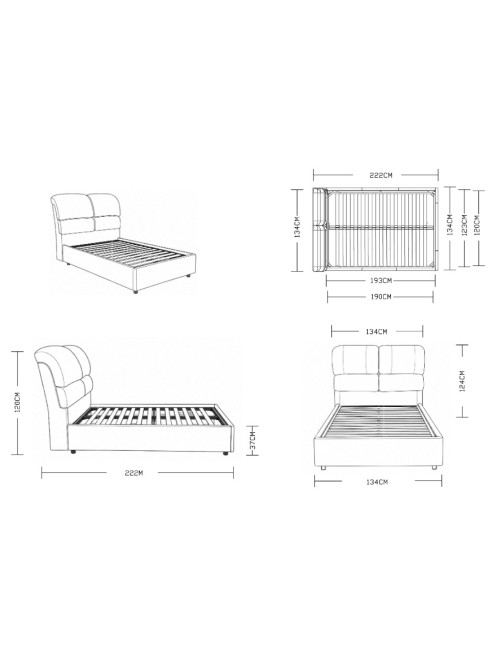 Letto una piazza e mezza contenitore Sofaback in tessuto Aragon tortora 120x190