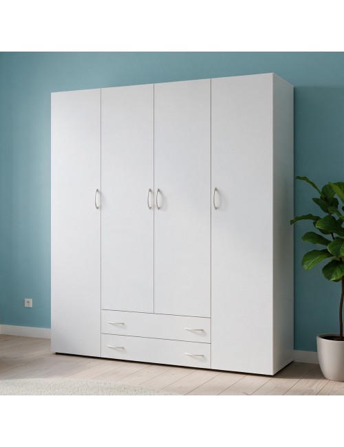 Armadio 4 Ante e 2 Cassetti bianco Seba4 160x51,6x177h Prezzo