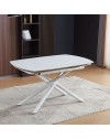 Tavolo girevole allungabile piano ceramica effetto marmo bianco opaco Astrid 140x90x76H