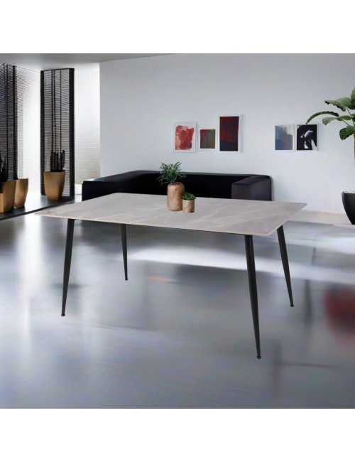 Tavolo top ceramica effetto marmo grigio lucido Mila 160x90