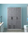 Armadio tre ante e due cassetti 135x52x210h colore cemento ARM3135