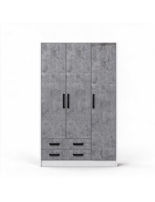 Armadio Tre Ante e Due Cassetti 135x52x210h Colore Cemento Prezzo