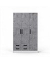 Armadio tre ante e due cassetti 135x52x210h colore cemento ARM3135
