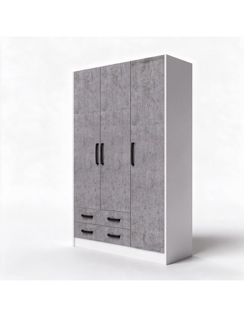 Armadio Tre Ante e Due Cassetti 135x52x210h Colore Cemento Prezzo