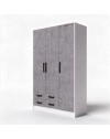 Armadio tre ante e due cassetti 135x52x210h colore cemento ARM3135