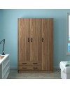 Armadio tre ante e due cassetti 135x52x210h colore noce naturale ARM3135