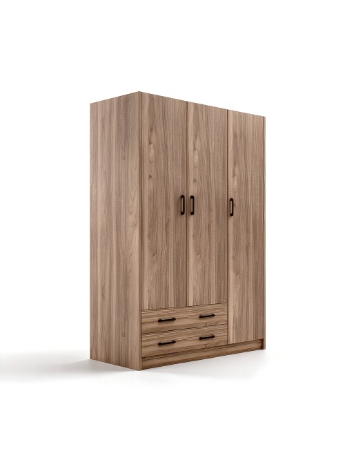 Armadio tre ante e due cassetti 135x52x210h colore noce naturale ARM3135