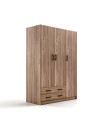 Armadio tre ante e due cassetti 135x52x210h colore noce naturale ARM3135