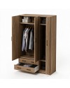 Armadio tre ante e due cassetti 135x52x210h colore noce naturale ARM3135