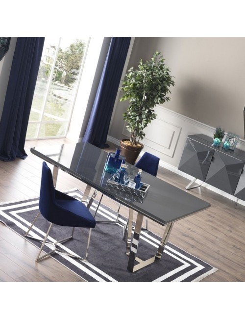 Tavolo Enzio 185x95x78h colore grigio laccato lucido prezzo