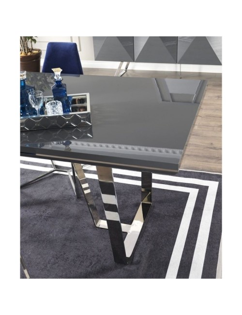 Tavolo Enzio 185x95x78h colore grigio laccato lucido prezzo