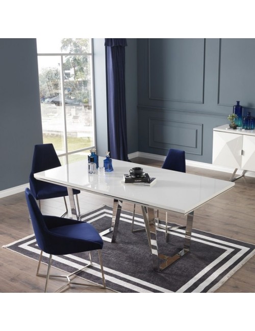 Tavolo Enzio 185x95x78h colore bianco laccato lucido prezzo