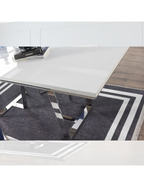 Tavolo Enzio 185x95x78h colore bianco laccato lucido prezzo