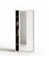Armadio due ante scorrevoli 90x43x212h con ripiani e specchio colore bianco frassinato
