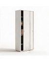 Armadio due ante scorrevoli 90x43x212h con ripiani colore bianco frassinato