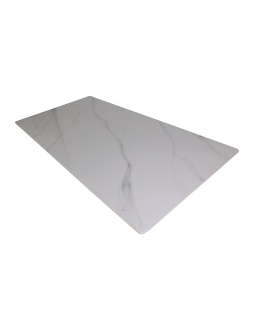 Tavolo Solid piano ceramica effetto marmo bianco lucido 180x90 cm.