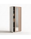 Armadio due ante con specchio scorrevoli 90x43x212h con ripiani colore bianco frassinato e olmo
