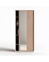 Armadio due ante con specchio scorrevoli 90x43x212h con ripiani colore bianco frassinato e olmo
