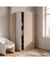 Armadio due ante scorrevoli 90x43x212h con ripiani colore bianco frassinato e olmo