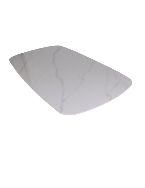 Tavolo Style piano in ceramica effetto marmo bianco lucido gambe nere