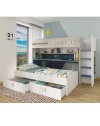 Letto a castello con scrivania estraibile 6070 colore bianco celeste