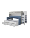 Letto a castello con scrivania estraibile 6070 colore bianco celeste