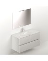 Mobile bagno sospeso bianco frassinato 2 cassetti con lavabo e specchio COMP100BF 101x46x54h