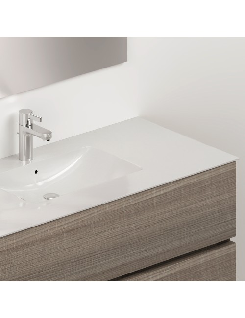 Mobile bagno sospeso olmo 2 cassetti con lavabo e specchio COMP100OL 101x46x54h