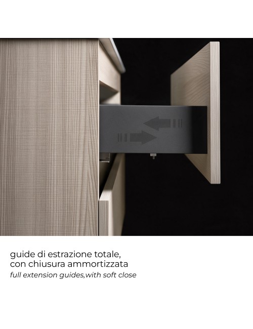 Mobile bagno sospeso olmo 2 cassetti con lavabo e specchio COMP100OL 101x46x54h