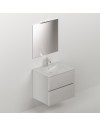 Mobile bagno sospeso bianco frassinato 2 cassetti con lavabo e specchio COMP60BF 61x46x54h