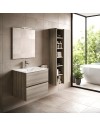 Mobile bagno sospeso olmo 2 cassetti con lavabo e specchio COMP60OL 61x46x54h